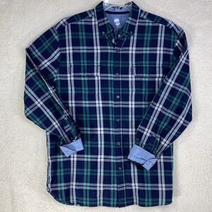 Ocean & Coast Shirts Mens XL Green Blue Plaid Button Up Long Sleeve  Flip Cuffs